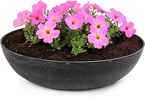 matches21 HOME & HOBBY Pflanzschale für draussen in schwarz marmoriert 37 x 10,5 cm als wetterfeste Blumen-Schale