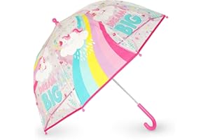 Legami - Ombrello per Bambini Dancin' In The Rain, Struttura Antivento, Apertura manuale, Chiusura in Tessuto con Spazio per Nome, Impugnatura a Gancio, 73x65 cm