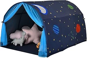 GOPLUS Children's Tent for Girls & Boys, Indoor Play Tent with Starry Sky, Playhouse with Double Curtain, Window & Bag, Children's Play Tent for Bunk Bed and Bunk Beds, 102 x 144 x 82 cm