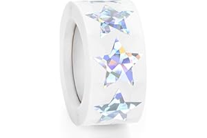 IMEEPA 500 PCS Holographic Sliver Star Stickers, 1 inch Self Adhesive Metallic Glitter Foil Sparkly Star Stickers for Reward Behavior Chart Labels