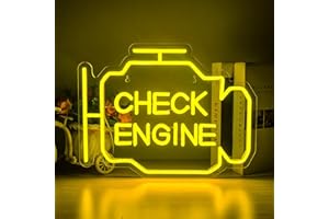 Horseneon Check Engine Letrero de neón para garaje letreros LED iluminados para taller de reparación de automóviles letrero de neón amarillo para decoración de pared taller de reparación de garaje