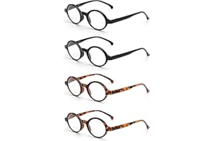 JM Conjunto de 4 Redondas Gafas de Lectura Con Bisagras de Resorte Lectores Hombre Mujer Anteojos Para Leer
