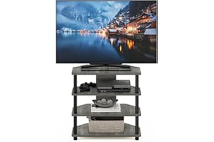 Furinno 4-poziomowy stojak na telewizor Petite, drewno, dąb francuski, szary/czarny