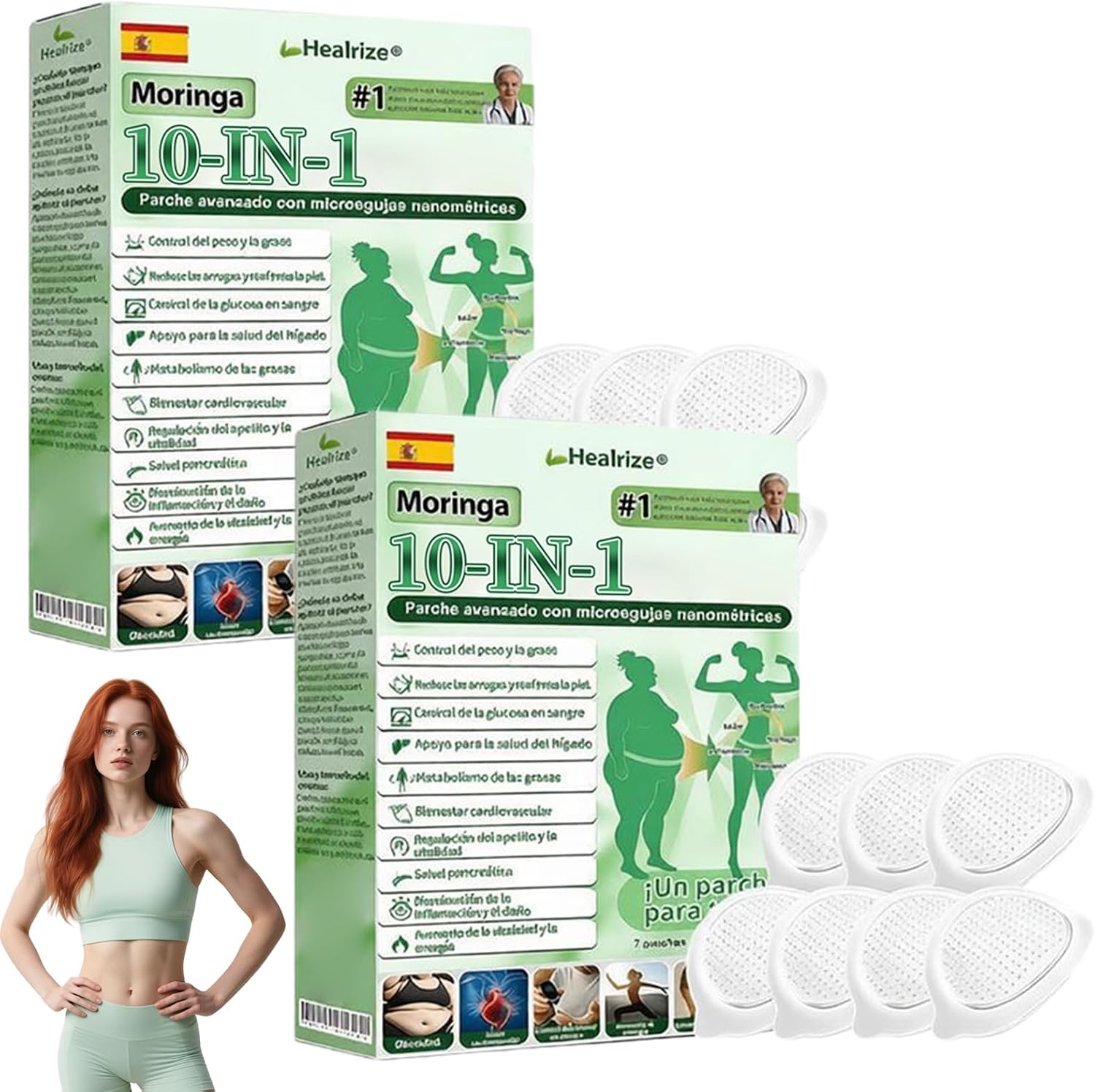 Healrize Moringa NAD+ Parche Avanzado, Healrize Parches, para hombres y mujeres (2 Caja)