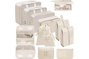 Chijoo Organizery Walizki 12 sztuk (Beżowy), organizery na walizki, organizery do walizki, organizer na walizki, organizer do walizki, organizer walizki, packing cubes