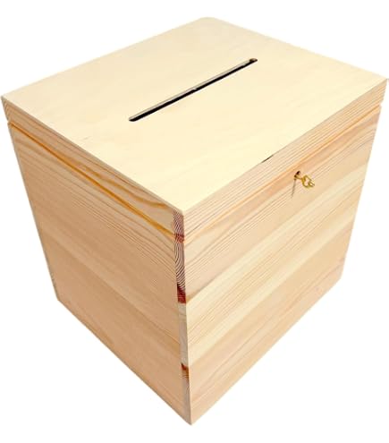 Scatola Porta Buste In Legno Di Betulla – 29x25x30 Cm – Per Matrimoni, Con Coperchio, Serratura E Chiave, Non Apribile, Perfetta Per Decoupage
