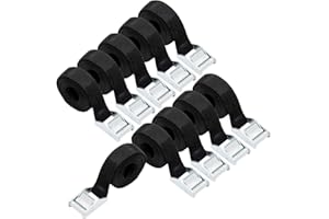 Amazon Basics Cinghie di fissaggio, lunghezza 2.5 m, larghezza 25 mm, capacità di carico 150 kg, conformi a DIN EN 12195-2, 10 unità, confezione da 1, colore nero