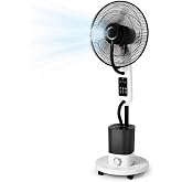 Buharlı Vantilat&ouml;r, 80W Ultra G&uuml;&ccedil;l&uuml; Motorlu Soğutucu Fan, 4 Litre Su Kapasiteli, Uzaktan Kumandalı 16 İn&ccedil; Fanlı, Zamanlayıcıl