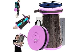 ALEVMOOM Taburete Plegable XXL 50 CM de Alto con Cojín, Taburete Telescópico Portátil con Capacidad de 455 KG, Silla Plegable Portatil para Camping, Pesca, Senderismo y Barbacoas