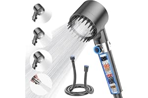 Veximind Shower Head – High Pressure Handheld Shower with 3 Spray Modes, Built-in Filter, 1.5M Hose & Adjustable Bracket, Water-Saving Massage Shower Head for Hard Water