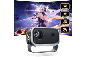 Videoprojecteur【FocusÉlectrique&±45°Correction trapézoïdale】 360°Rotating Jimveo Mini retroprojecteur Portableprojecteur 13000L FHD1080P WiFi6 Bluetooth HomeCinéma 4KSupportépour Phone/FireStick/ PS5