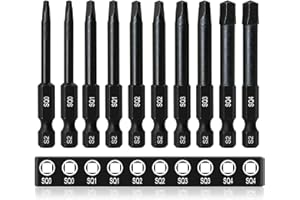 CYLBAQ Square Screwdriver Bits, 10PCS 60mm Square Head Impact Drill Bits Premium S2 Steel 1/4” Hex Shank Magnetic Security Electric Drive SQ0 SQ1 SQ2 SQ3 SQ4