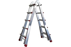 HOMELUX Escalera 12 + 12 Peldaños Profesional. Escalera Plegable 12 + 12 Peldaños Telescópica. Escaleras Plegables Aluminio Multfuncional 2x12 en Dos Tramos. Escaleras de Aluminio con Apertura en Tijera