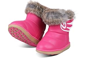 WYSFLY Stivali da neve da bambina per bambini Stivali con fodera in pelliccia sintetica per bambini Scarpe basse per appartamenti invernali Stivaletti caldi per bambino