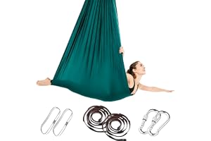 Aerial Yoga hängmatta set 2-i-1 yogahandduk hängande gunga 150 x 280 cm | Yogathandduk för upphängning med beslag, gungduk lastkapacitet 250 kg, för trädgård inomhus balkong terrass