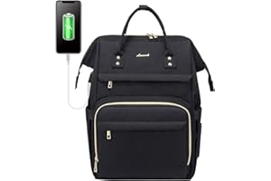 LOVEVOOK Zaino Donna porta PC 17 Portatili, Impermeabile Zaino Laptop Universita con Caricatore USB, Zaino Computer per Viaggi Lavoro Scuola Ufficio, Nero