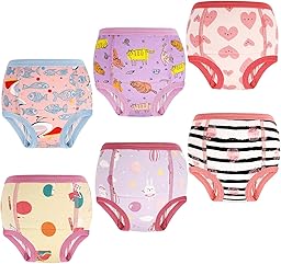 MOEMOE BABY Training Pants Boys Potty Training Pants,Toddler Training Pants,Toilet Training Pants,Reuasable Potty Training Underwear,Pink Heartt,6 pack,4 Years