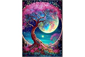 VARHHUXHA 5D DIY Diamond Moon Tree Diamond Art Rhinestone Cross Stitch Crystal Craft Painting Picture Kit Adult Kids Home Wall Decor - Moon Tree