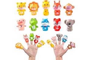 JESUSTREE Marionette da Dito Burattino a Mano Pupazzetti in Gomma, 10 Pezzi Animali Burattini a Dita Giochi Montessori Giocattoli Educativi Regalo per Bambini Festa Compleanno Party