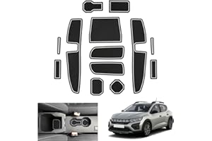 GAFAT Dacia Sandero 3 / Sandero Stepway III 2021-2024 2025 Tappetini Antiscivolo, Tappetino in Gomma per Console Centrale, Cuciture della Porta, Dacia Sandero 3 Accessori (Bianco)