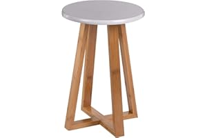 Premier Housewares Viborg Round Stool, Bamboo - Grey, 30x30x43 cm