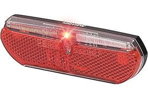 ADDVIEW Feu arrière dynamo Swallow M - Feu arrière LED pour porte-bagages avec fonction feu de position, approuvé StVZO et ECE - Étanchéité IP65 - 6 V - Réflecteur Z - Espacement des trous : 80 mm