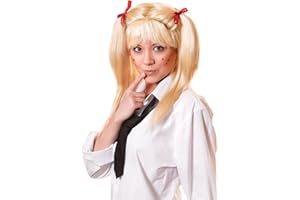 Bristol Novelty Peluca rubia de alumna escolar con lazos rojos, multicolor (BW748)