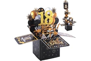 WINKIO 18. Geburtstagskarte Pop Up, Ziehbar 3D Geburtstag Karte mit Umschlag, Happy Birthday Card Geschenke für Junge Mädchen Romantik Jahrgang zum 18. Geburtstag für Party Jubiläum