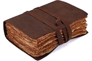 Fausta Vintage Leather Bound Journal for Men Women A5 8"x 6" 240 Pages Handmade Writing Notebook, Deckle Edge Cotton Paper 150 GSM| Mocha Brown Travel Diary, Sketchbook, Unique Gift for Writers