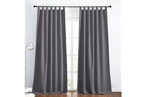 PONY DANCE Rideau Occultant Thermiques - Rideau Gris Isolation Thermique Rideau anti Froid Rideau Salon Panneaux à Pattes Lumineux Bloquer Prêt à Poser, L 140 x H 245cm, 2 Pièces