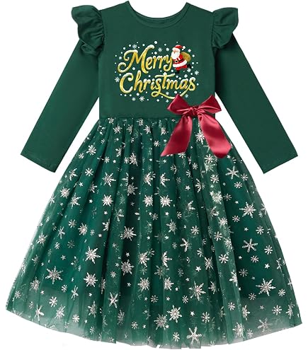Produktbild von Kleinkind Weihnachten Kleid Kinder Baby Mädchen Santa Print Prinzessin Kleid Weihnachten Outfits Kleidung Weihnachten Schneemann Lace Print Prinzessin Kleid Formelle Kleidung (A, 12-24 Monate