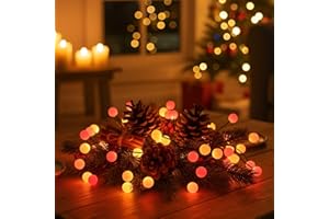 Qbis 40 Berry Cluster Lights - Outdoor/Indoor Christmas Lights with Timer, Battery Powered Fairy String Lights in Red, Orange & Yellow, Autumn and Fireplace Cosy Lighting, Great for Halloween Too!