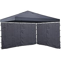 2 Parois Latérales Tonnelle Quick Star 3x4m Anthracite - Polyester Fermeture éclair Fenêtre - Protection Vent Pluie