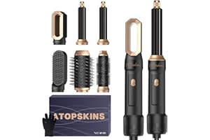 Seche Cheveux 6 en 1,Atopskins Air Styler Pro Airbrush 6 en 1, Hair Styler avec Sèche Cheveux, Brosse Soufflante, Fer A Boucler, Thermal Brush, Brosse Lissante 6 En 1 Pour Sécher, Boucler, Lisser