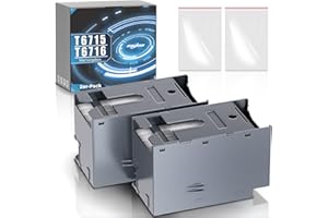 SPACEINK T6715 Wartungsbox (C13T671500) Kompatibel mit Epson Workforce WF-4720DWF WF-4725DWF WF-4730DTWF WF-4740DTWF WF-4825DWF, T6716 ​​Wartungsbox (C13T671600) für WF-C5710DWF (2er-Pack)