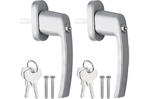 AUTOUTLET Fenstergriffe abschließbar, 2pcs Fenstersicherung Kinder Fensterschloss Aluminium in Stiftlänge 35mm, abschliessbarer Fenstergriff mit 4 Schlüsseln für Fenstertür Balkontür usw(Grau)