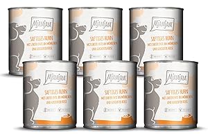 MjAMjAM - Premium Nassfutter für Hunde - saftiges Huhn mit zarter Ente an Möhrchen und gekochter Hirse, 6er Pack (6 x 800 g), naturbelassen mit extra viel Fleisch