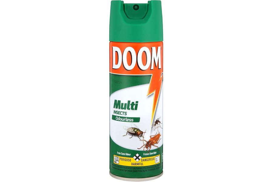 Doom Multi Insects Odourless Aerosol Spray 180ml: Effective, Odourless Multi-Pest Killer - Effective Bed Bug, Ant, Fly, Mosqu