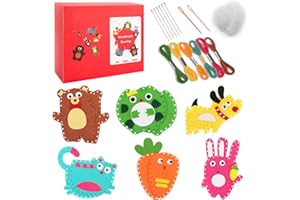 Bomtop Kits Couture En Feutre Animal, Kit de Couture pour Enfants, Arts Et Artisanat pour Débutants, Kit De Bricolage en Feutre, Jouets à Coudre DIY, Kits De Couture pour Débutants pour Enfant
