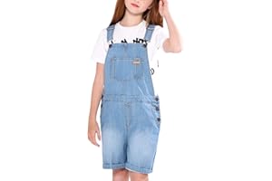 maoo garden Mono Babero de Mezclilla para Niñas Mono Ligero Jeans Lavados de Algodón Correas ajustables