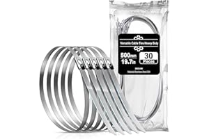 Serflex Inox Collier De Serrage 30 Pièces 500×7.9mm,Serre,Câbles Inoxydable Avec Attache Câblées Acier, Pour Échappement,Câbles Groupés，Clôtures Deecam Serre Cable Acier,Bande Thermique Echappement