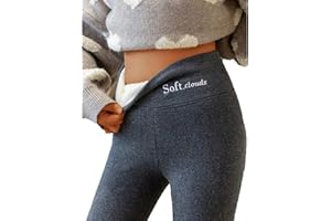 YAEPOIP Soft Clouds Fleece Leggings for Women Winter, Casual Warm Winter Solid Pants (Deep Gray,M)