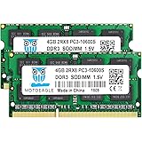Motoeagle DDR3 1333 8GB Kit (2x4GB) PC3 10600 10600S 4GB SODIMM 204-Pin Unbuffered Non-ECC 1.5V CL9 2Rx8 Dual Rank Notizbuch
