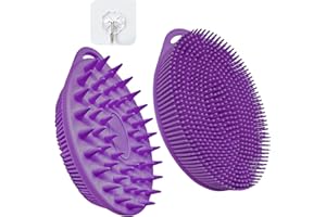 WACURRENTHYD 1PCS Silicone Body Scrubber, Silicone Loofah, Body Wash Scrubber, Body Scrub Brush, Body Scrubbers for Use in Shower, Silicone Loofah Body Scrubber, Exfoliating Body Scrubber, Adhesive Hooks (Purple)