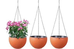 YuanDiann Hängende Blumentöpfe 3er Set, Selbstbewässerung Hängepflanztöpfe mit Wasserspeicher & Ablaufloch Bienenwabe Blumenampel mit Rostfrei Ketten für Innen Außen Decken Balkone Deko