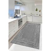 Decomia Home Dijital Kaymaz Yıkanabilir Sisal J&uuml;t G&ouml;r&uuml;n&uuml;ml&uuml; Gri Mutfak Halısı Salon Halısı Yolluk Mutfak Dekor,Gri 100 X 350