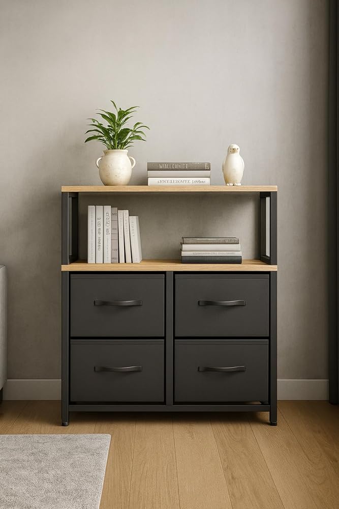 miyuhome Çok Amaçlı Deri Çekmeceli Düzenleyici Raf Salon Çocuk Odası Organizer Kitaplık Çekmeceli Konsol Antrasit