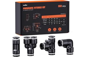 TRILINK 1/2" OD Push to Connect Fittings Kits –50PCS Air Line Connectors with Tee, Straight, Elbow, Splitters, Quick Connect Pneumatic Fittings, Push Lock Air Hose Fittings for Compressor, Air Tools & Tubing