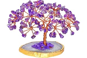 YATHABI Amethyst Crystal - Crystal Tree - Gemstone - Bonsai Trees - Crystals and Gemstones - Chakra Tree - Feng Shui - Amethyst Crystal Stone - Good Luck Crystals - Money Tree