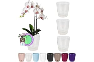Santino ORCHIDEA Lot de 4 Pots à Orchidée avec Système de Mèche et Indicateur de Niveau d'eau (Diamètre: 12 cm, 1,3 L, Transparent)